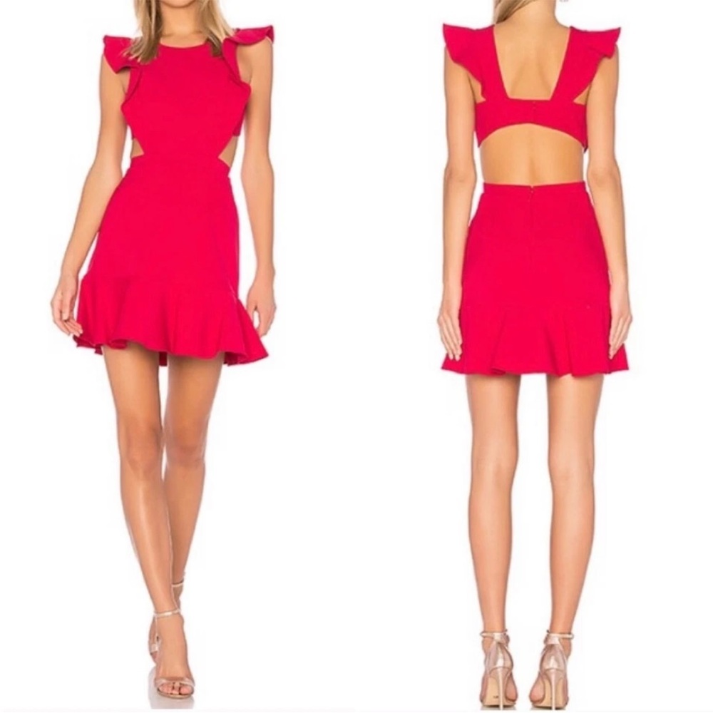 BCBGMaxAzria Nicole Vibrant Red Cut Out Backless Cocktail Dress 0